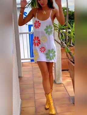 Chasing Unicorns "Freedom" appliqué mini dress